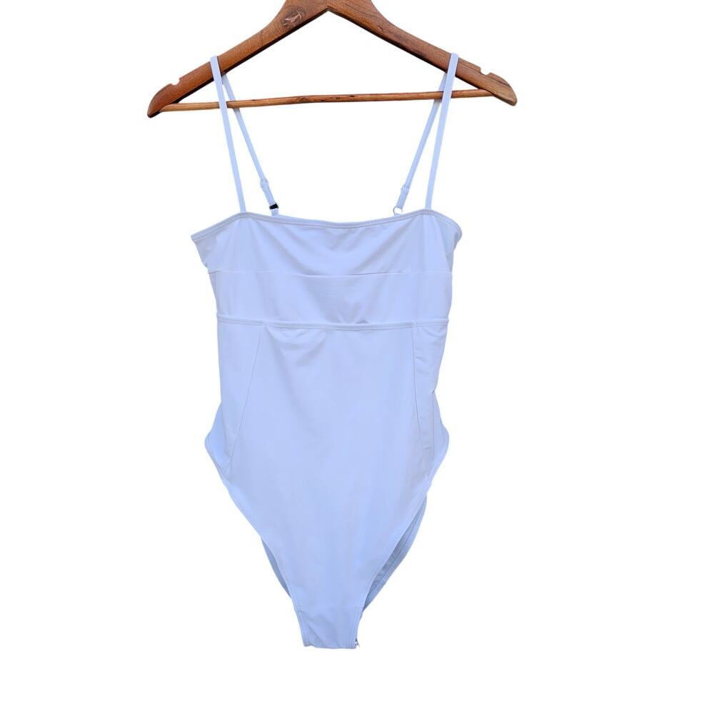 Boohoo Square Neck High Leg Control Swimsuit White Size 10 NWT - Picture 4 of 8